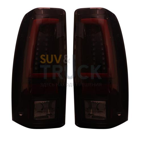 Chevy Silverado & GMC Sierra 99-07 (Fits 2007 "Classic" Body Style Only) OLED TAIL LIGHTS - Dark Red Smoked Lens