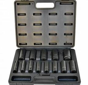 Impact Socket Set, SAE, 1/2" drive deep,