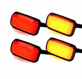 GMC & Chevy 15-17 Sierra & Silverado (3rd GEN) Dually Fender Lenses (4-Piece Set) w/ 2 Red LED Lights & 2 Amber LED Lights - Clear Lens w/ Chrome Trim