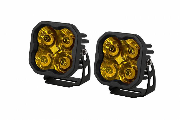 Янтарные LED-фары SS3 Sport дальнего света с янтарной подсветкой 2 шт 