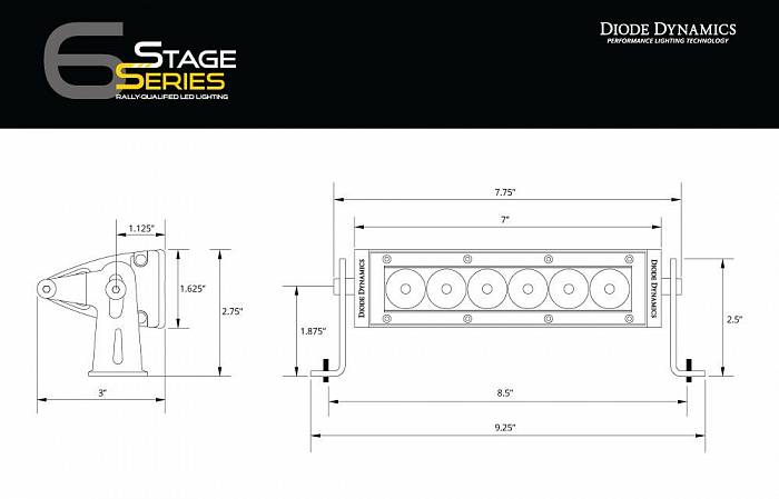 Светодиодная балка Stage Series 6 дюймов белые светодиоды, SAE Driving