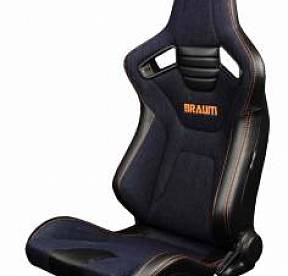 Спортивные сиденья анатомические серии Elite-X - denim с оранжевой строчкой