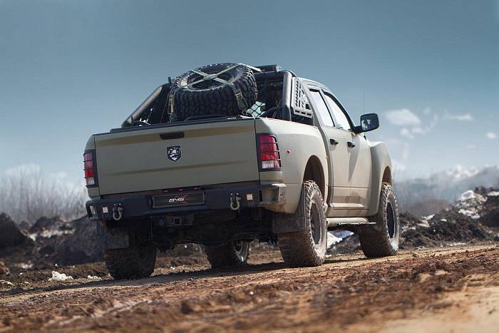 Задний силовой бампер BMS ALFA для Dodge Ram 2009-18, покрытие Line-X
