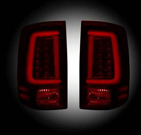 Dodge 09-14 RAM 1500 & 10-14 RAM 2500/3500 OLED TAIL LIGHTS (Replaces Factory OEM Halogen Tail Lights) - Dark Red Smoked Lens