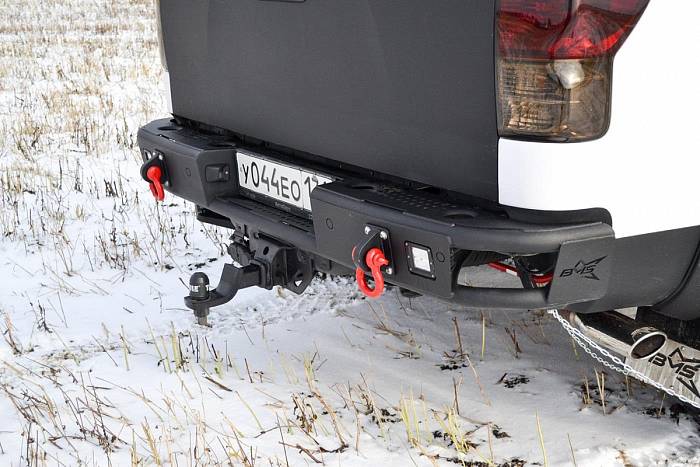 Задний силовой бампер BMS ALFA для Toyota Tundra 2007-13, полимерное покрытие + цинкование 