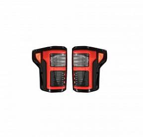 Ford F150 15-17 & RAPTOR 17-18 (Replaces OEM LED Style Tail Lights w Blind Spot Warning System) OLED TAIL LIGHTS - Dark Red Smoked Lens