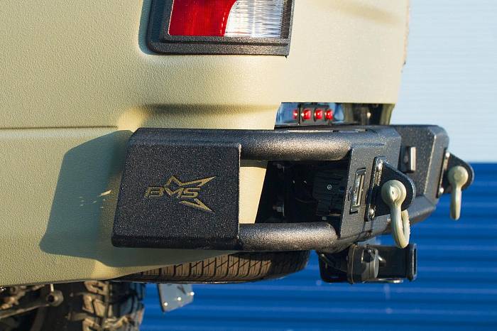 Задний силовой бампер BMS ALFA для Dodge Ram 2009-18, покрытие Line-X + цинк