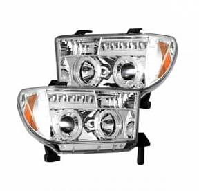 Toyota Tundra & Sequoia 07-13 PROJECTOR HEADLIGHTS - Clear / Chrome