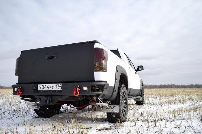 Задний силовой бампер BMS ALFA для Toyota Tundra 2007-13, покрытие Line-X