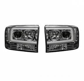 Ford Superduty 99-04 F250/F350/F450/F550 PROJECTOR HEADLIGHTS w/ Ultra High Power Smooth OLED HALOS & DRL - Clear / Chrome