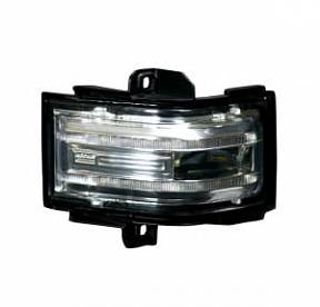 Ford 17-18 F250/F350/F450 Superduty Side Mirror Lenses (2-Piece Set) w/ AMBER LED Running Lights, AMBER Flashing LED Turn Signals & WHITE LED Spot Lights - Clear Lens