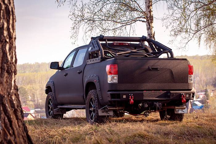 Задний силовой бампер BMS ALFA для Toyota Tundra 2007-13, покрытие Line-X