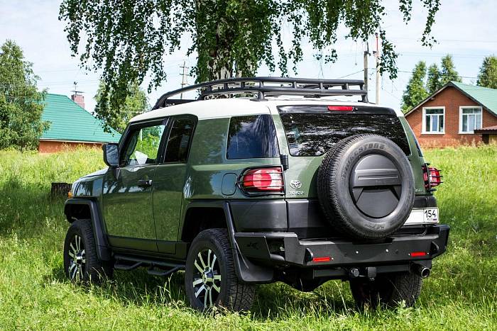 Задний силовой бампер BMS ALFA для Toyota FJ Cruiser 2007+, покрытие Line-X