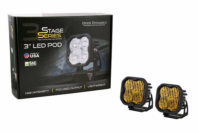Янтарные LED-фары SS3 Sport, водительский свет с янтарной подсветкой 2 шт 