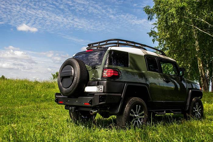 Задний силовой бампер BMS ALFA для Toyota FJ Cruiser 2007+, покрытие Line-X