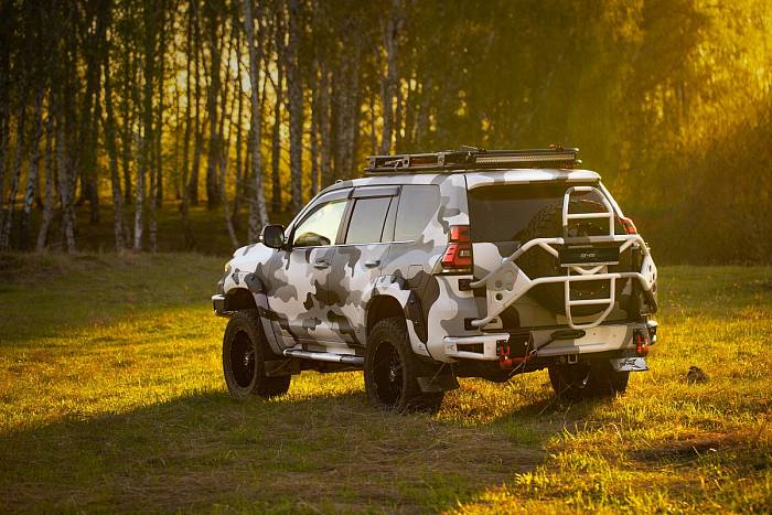 Задний силовой бампер BMS ALFA для Toyota LC Prado 150 2007+, покрытие Raptor