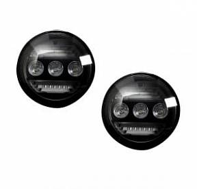 GMC Sierra & Chevy Silverado 15-17 3-Function Fog Light Kit - WHITE LED Fog Lights - WHITE LED Daytime Running Lights - AMBER LED Turn Signals 2-Piece Set (Replaces Both OEM Chevy & GMC 15-17 Fog Lights) - Smoked / Black