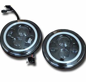 Jeep Wrangler 2007-2017 LED Projector Headlights w/ Angel Eyes