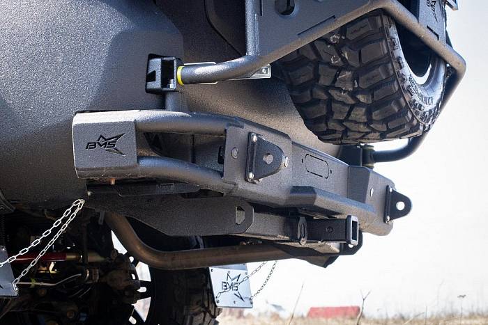 Задний силовой бампер BMS ALFA для Toyota LC Prado 150 2007+, покрытие Raptor + цинкование