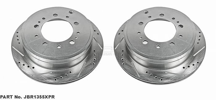 POWERSTOP ТОРМОЗНЫЕ ДИСКИ ЗАДНИЕ ПЕРФОРИРОВАННЫЕ С КОЛОДКАМИ УСИЛЕННЫЕ JBR1355XPR