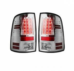Dodge 09-14 RAM 1500 & 10-14 RAM 2500/3500 LED TAIL LIGHTS (Replaces Factory OEM Halogen Tail Lights) - Dark Red Smoked Lens