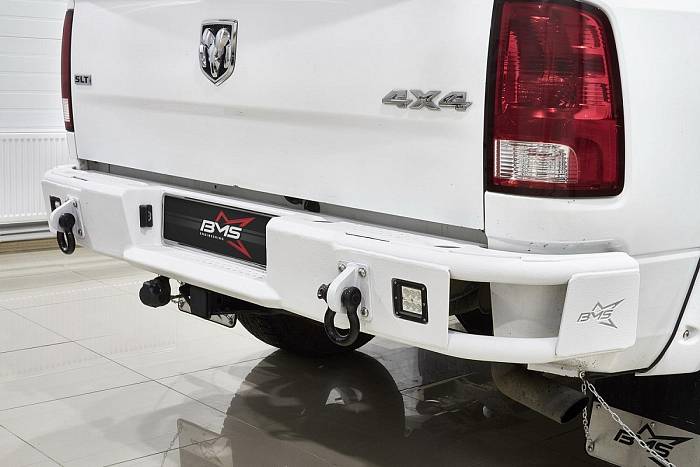 Задний силовой бампер BMS ALFA для Dodge Ram 2009-18, полимерное покрытие + цинк