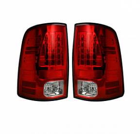 Dodge 09-14 RAM 1500 & 10-14 RAM 2500/3500 LED TAIL LIGHTS (Replaces Factory OEM Halogen Tail Lights) - Red Lens